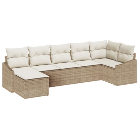 Alternative view of Set de canapele pentru grădină 7 pcs Bej Rattan poli