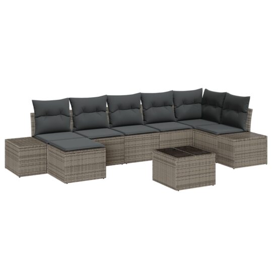 Alternative view of Set de canapele pentru grădină cu pernă 8 pcs Gri Rattan poli