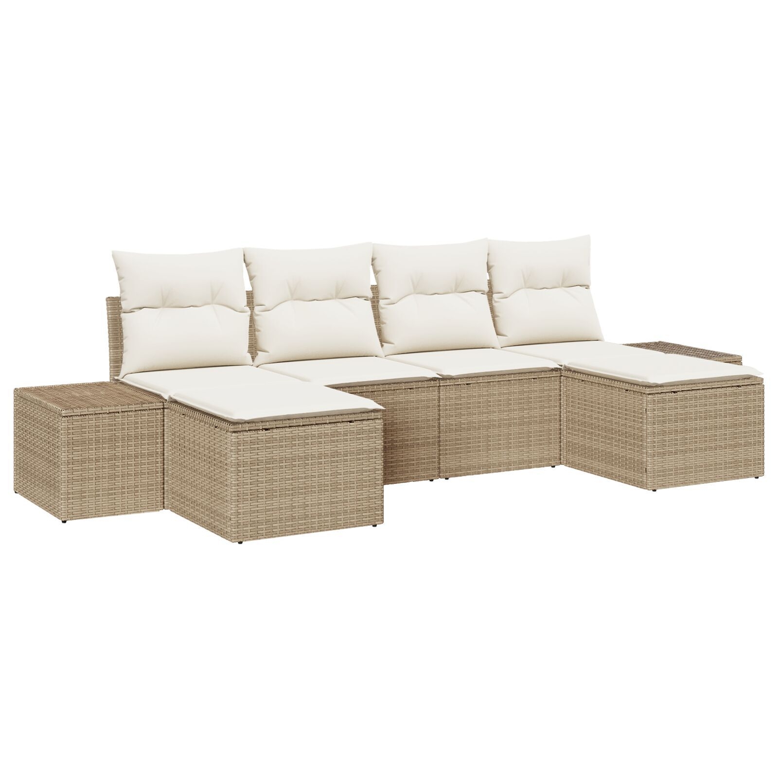 image 1 3347171 Set de canapele pentru grădină cu pernă 6 pcs Bej Rattan poli Set de canapele pentru grădină cu pernă 6 pcs Bej Rattan poli - imagine 2