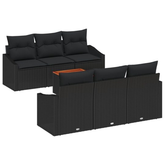 Alternative view of Set de canapele pentru grădină 7 pcs Negru