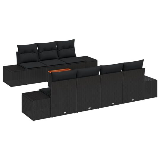 Alternative view of Set de canapele pentru grădină 8 pcs Negru