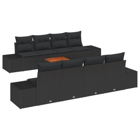 Alternative view of Set de canapele pentru grădină 7 pcs Negru