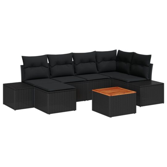 Alternative view of Set de canapele pentru grădină 7 pcs Negru