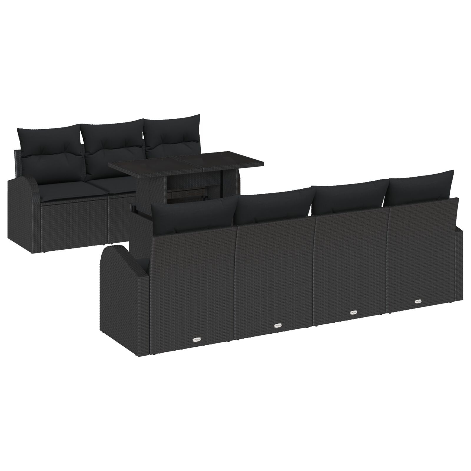 image 1 3357326 Set de canapele pentru grădină 8 pcs Negru 100 x 55 x 73 cm Set de canapele pentru grădină 8 pcs Negru 100 x 55 x 73 cm - imagine 2