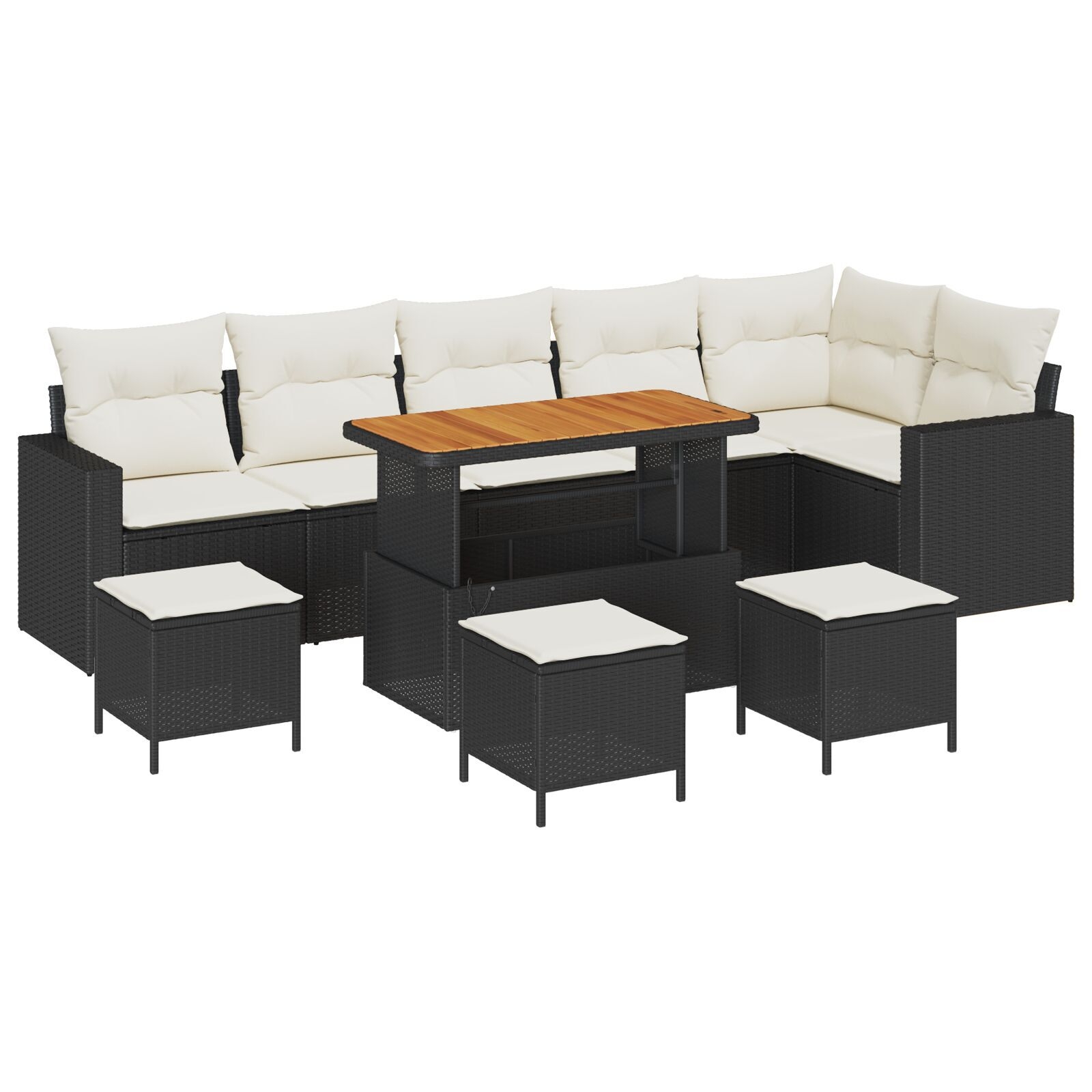 image 1 3361640 1 Set de canapele pentru grădină 9 pcs Negru poliratan Set de canapele pentru grădină 9 pcs Negru poliratan - imagine 2