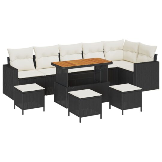 Alternative view of Set de canapele pentru grădină 10 pcs Negru poliratan