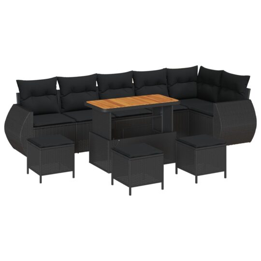 Alternative view of Set de canapele pentru grădină 9 pcs Negru poliratan