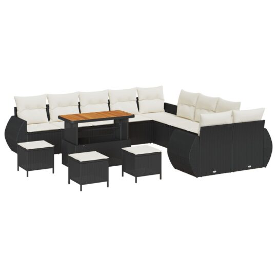 Alternative view of Set de canapele pentru grădină 14 pcs Negru poliratan
