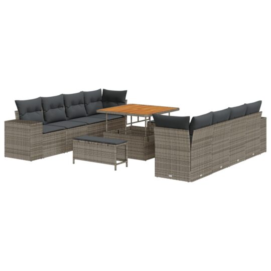 Alternative view of Set de canapele pentru grădină 11 pcs Gri poliratan