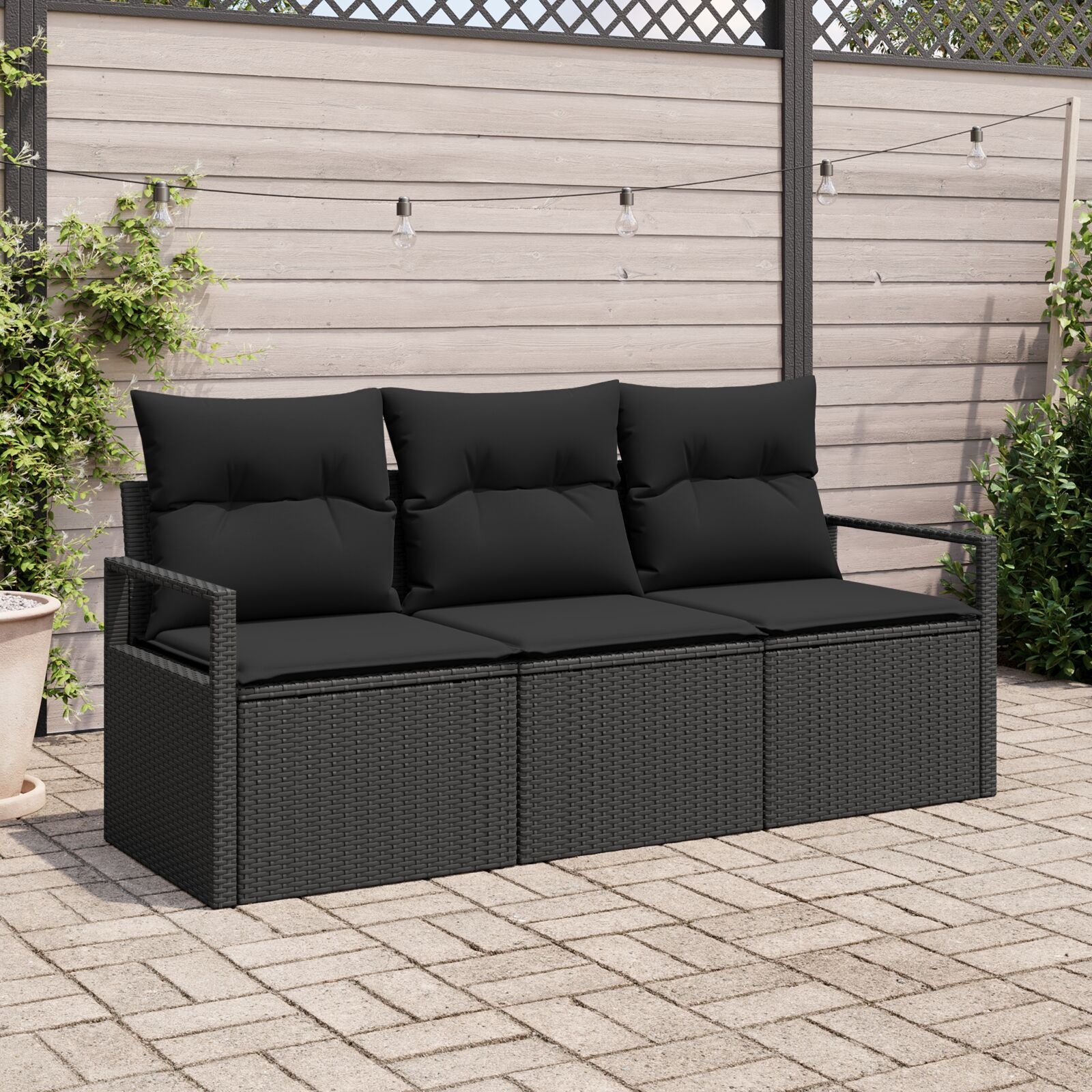 image 2 3346243 Set de canapele pentru grădină 3 pcs Negru Rattan poli Set de canapele pentru grădină 3 pcs Negru Rattan poli