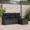 image 2 3346333 Set de canapele pentru grădină 4 pcs Negru Rattan poli image 2 3346333