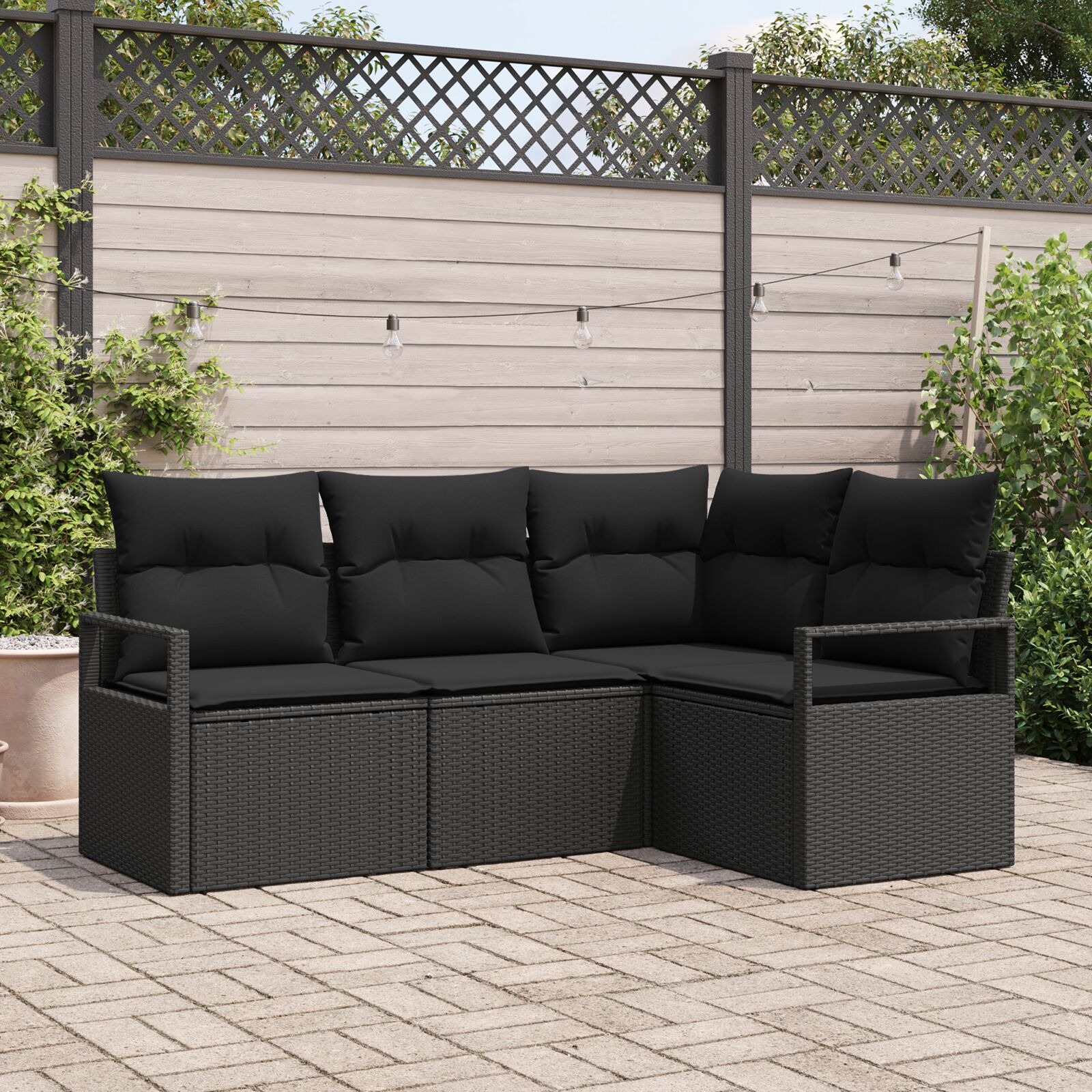 image 2 3346363 Set de canapele pentru grădină 4 pcs Negru Rattan poli Set de canapele pentru grădină 4 pcs Negru Rattan poli