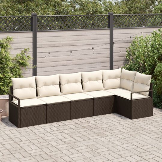 Set de canapele pentru grădină 6 pcs Maro Rattan poli