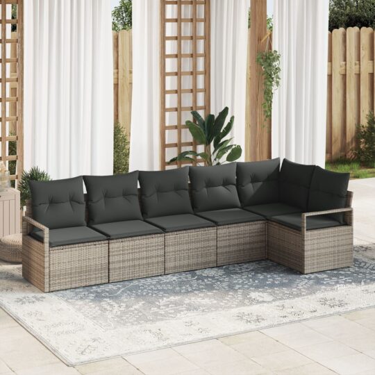 Set de canapele pentru grădină 6 pcs Gri Rattan poli