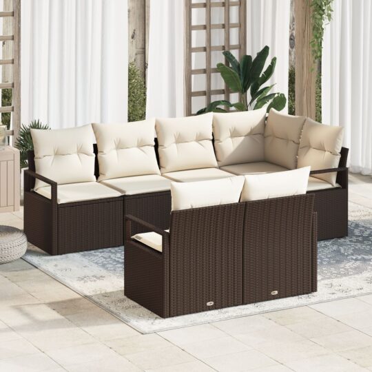 Set de canapele pentru grădină 7 pcs Maro Rattan poli