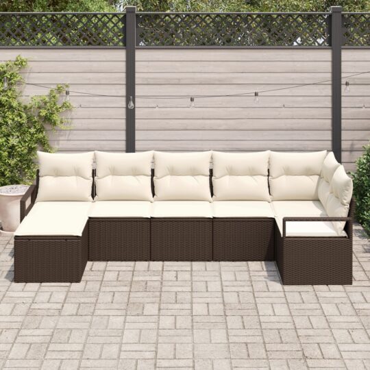 Set de canapele pentru grădină 7 pcs Maro Rattan poli
