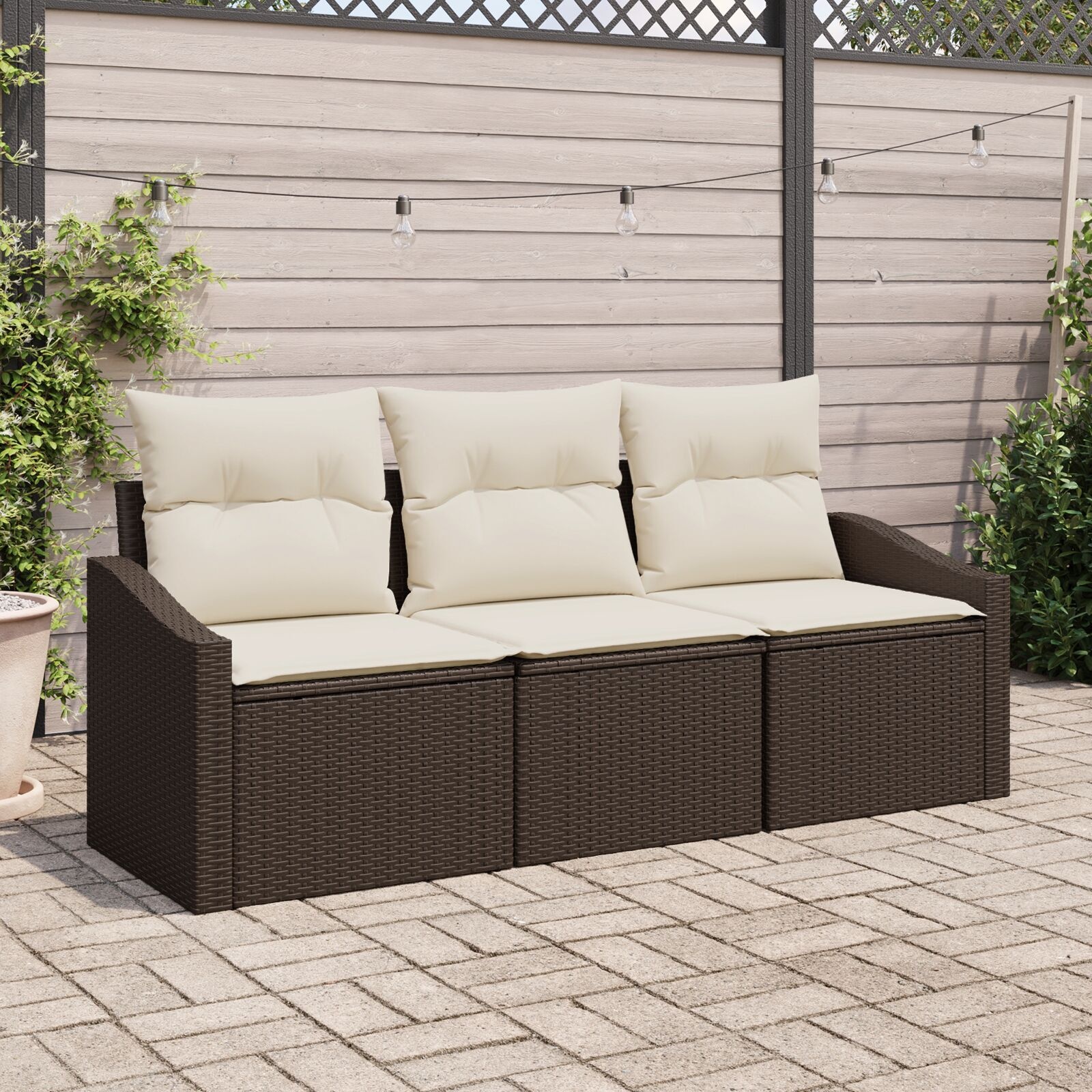 image 2 3346578 Set de canapele pentru grădină 3 pcs Maro Rattan poli Set de canapele pentru grădină 3 pcs Maro Rattan poli