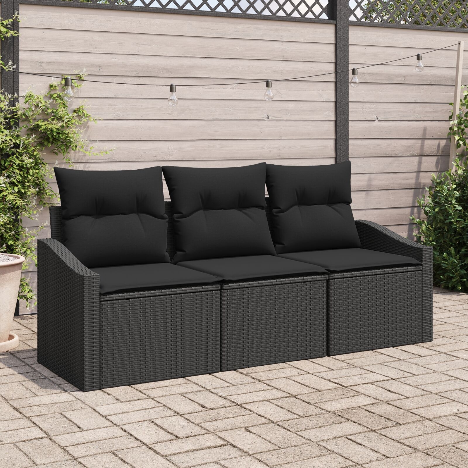 image 2 3346583 Set de canapele pentru grădină 3 pcs Negru Rattan poli Set de canapele pentru grădină 3 pcs Negru Rattan poli