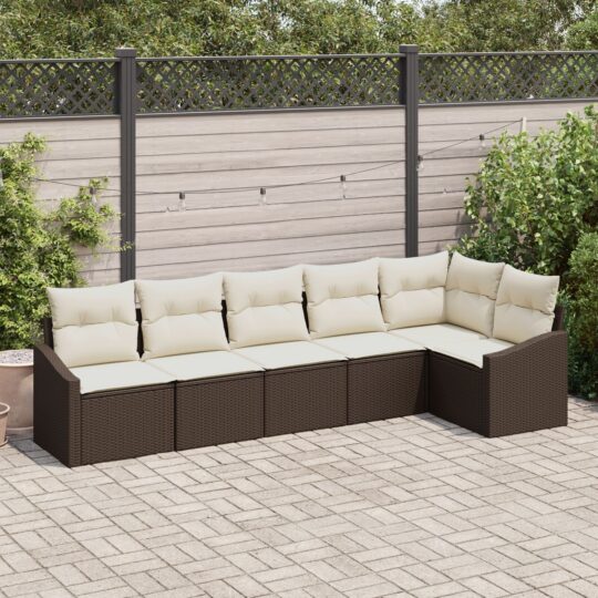 Set de canapele pentru grădină 6 pcs Maro Rattan poli