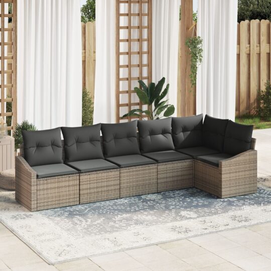Set de canapele pentru grădină 6 pcs Gri Rattan poli