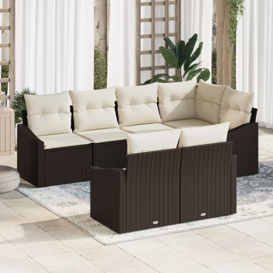 Set de canapele pentru grădină 7 pcs Maro Rattan poli