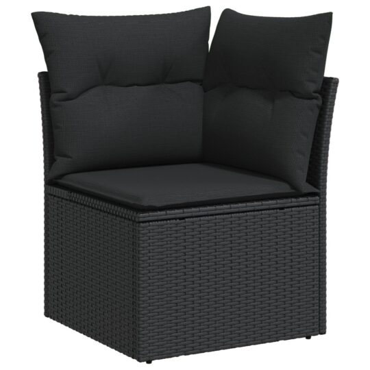 Set de canapele pentru grădină cu pernă 7 pcs Negru Rattan poli