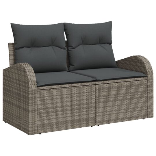 Set de canapele pentru grădină cu pernă 6 pcs Gri Rattan poli