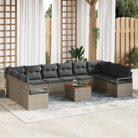 Set de canapele pentru grădină 11 pcs Gri