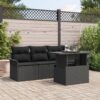 image 2 3356926 Set de canapele pentru grădină cu pernă 5 pcs Negru Rattan poli image 2 3356926