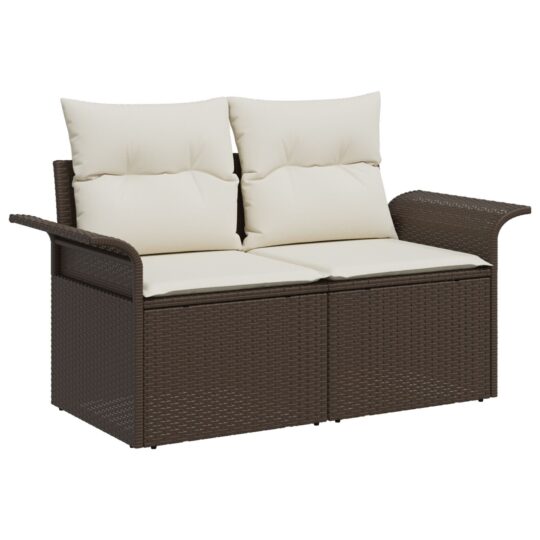 Set de canapele pentru grădină cu pernă 5 pcs Maro Rattan poli