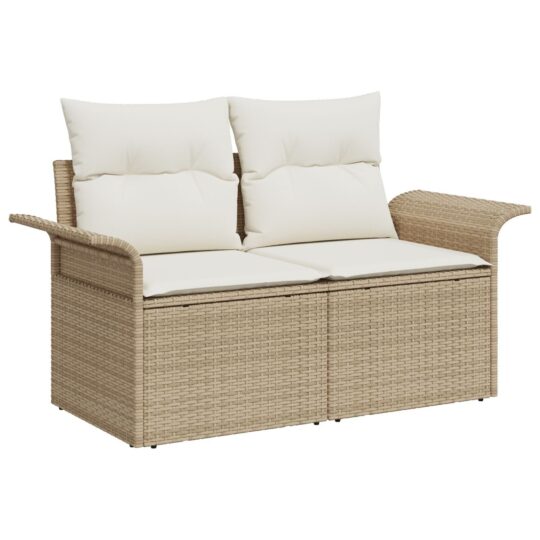 Set de canapele pentru grădină cu pernă 7 pcs Bej Rattan poli