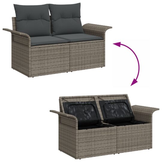 Set de canapele pentru grădină 6 pcs Gri Rattan poli