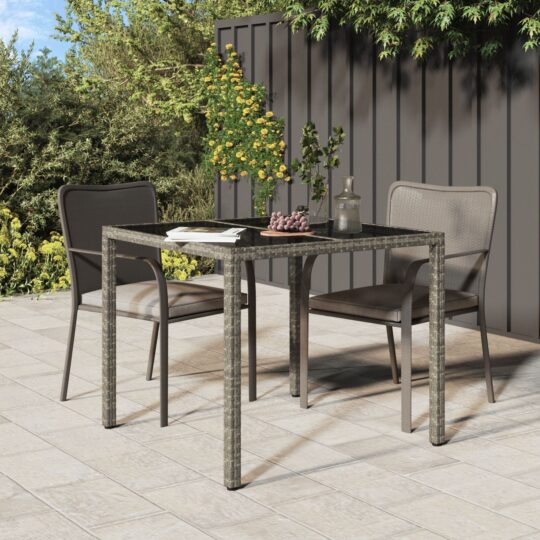 Masă de grădină pentru dining Gri 90 x 90 x 75 cm Rattan poli