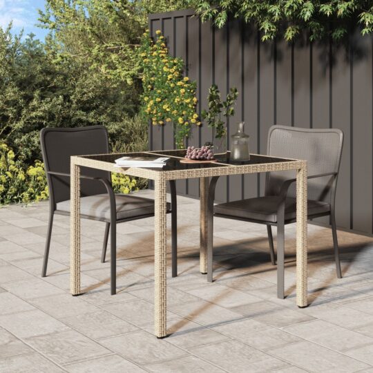 Masă de grădină pentru dining Bej 90 x 90 x 75 cm Rattan poli