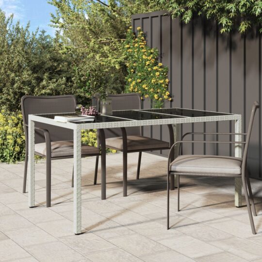 Masă de grădină pentru dining Alb 150 x 90 x 75 cm Rattan poli