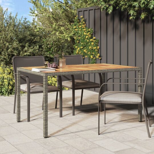 Masă de grădină pentru dining Gri 150 x 90 x 75 cm Rattan poli