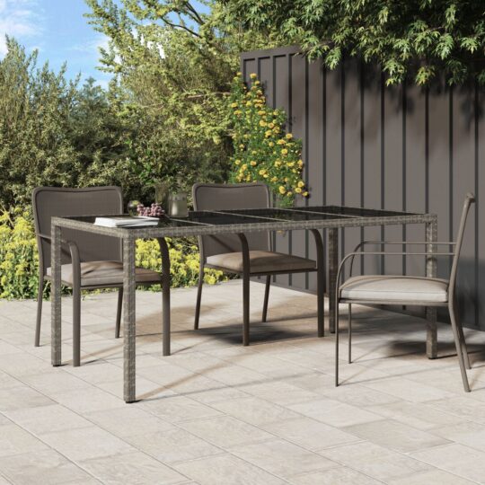 Masă de grădină pentru dining Gri 190 x 90 x 75 cm Rattan poli