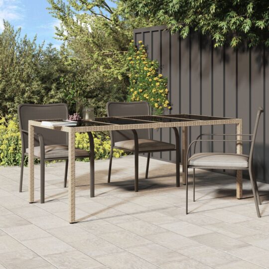 Masă de grădină pentru dining Bej 190 x 90 x 75 cm Rattan poli