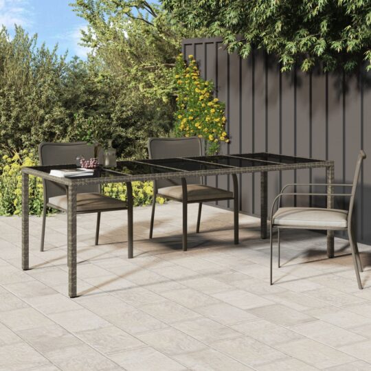Masă de grădină pentru dining Gri 250 x 100 x 75 cm Rattan poli