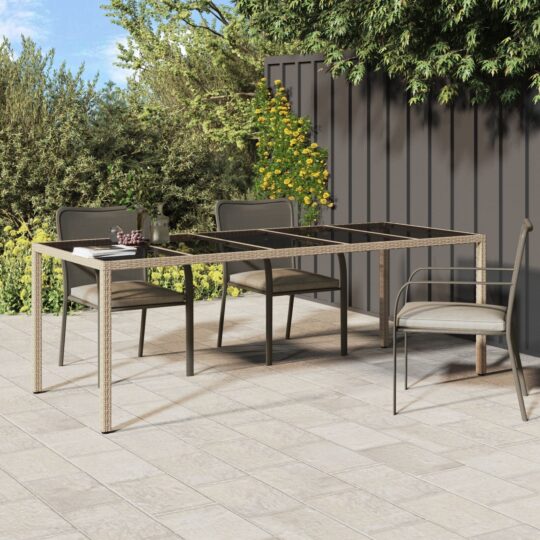 Masă de grădină pentru dining Bej 250 x 100 x 75 cm Rattan poli