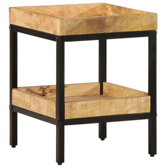Masă laterală cu raft Maro 35 x 35 x 45 cm Lemn masiv de mango
