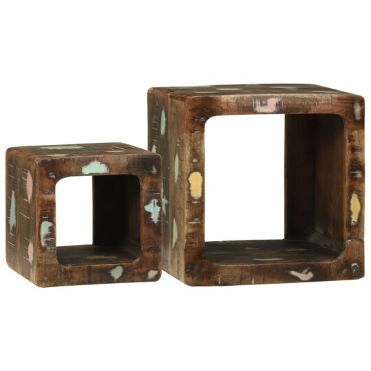 Unitate TV cu raft 2 pcs Multicolour Lemn masiv reciclat