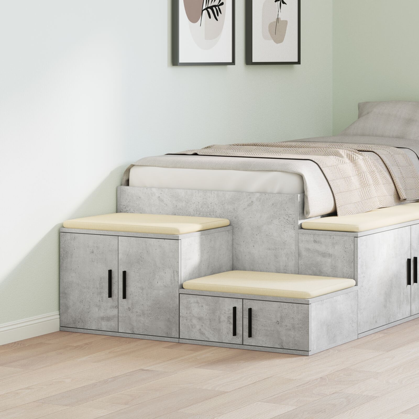 image 2 866670 Dulap de depozitare Gri beton 108 x 41 x 40 cm Lemn compozit Dulap de depozitare Gri beton 108 x 41 x 40 cm Lemn compozit