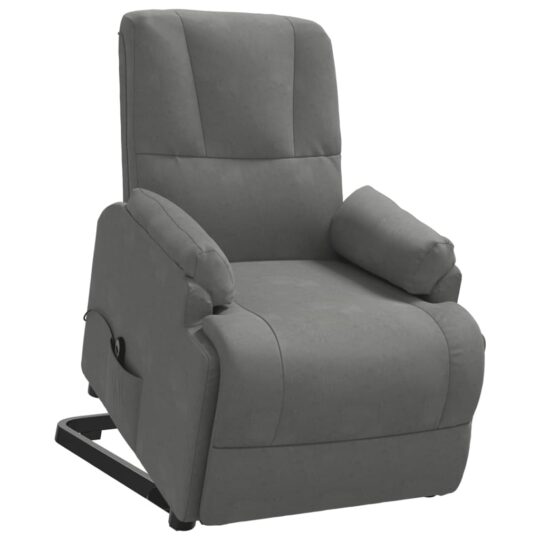 3093180 3 Fotoliu rabatabil cu ridicare, gri închis, piele întoarsă eco 3093180 3