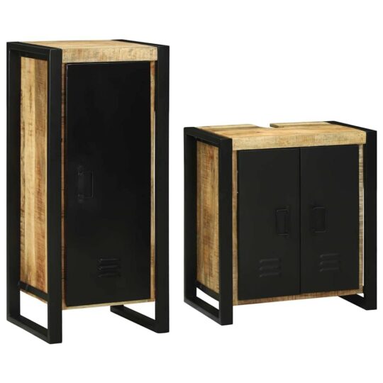 Set de mobilier pentru baie 2 pcs Maro Lemn de mango solid