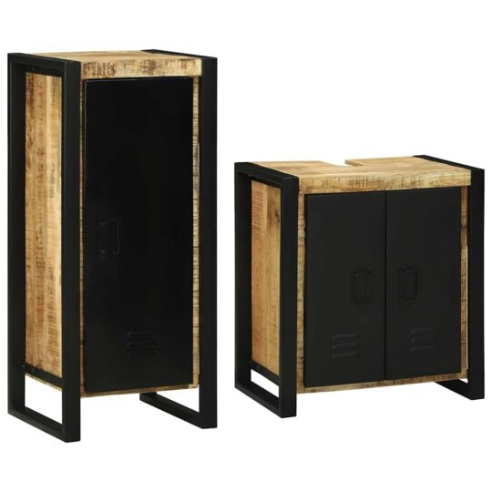 Alternative view of Set de mobilier pentru baie 2 pcs Maro Lemn de mango solid