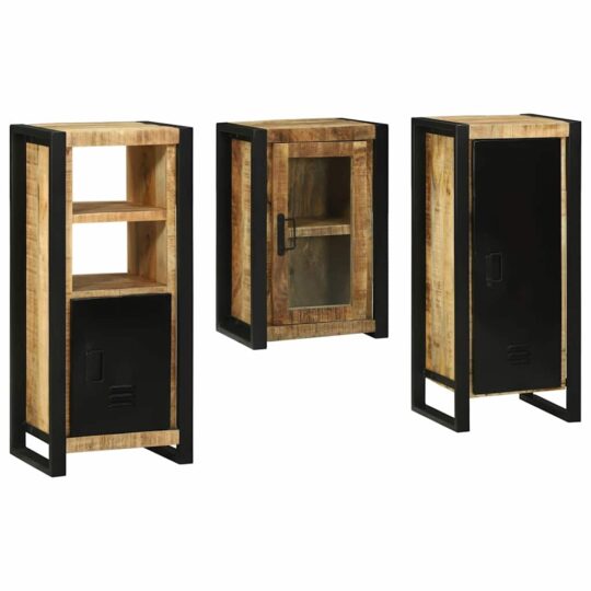 Alternative view of Set de mobilier pentru baie 3 pcs Maro Lemn de mango solid