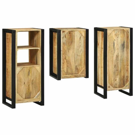 3305704 9 Set de mobilier pentru baie 3 pcs Maro Lemn de mango solid 3305704 9