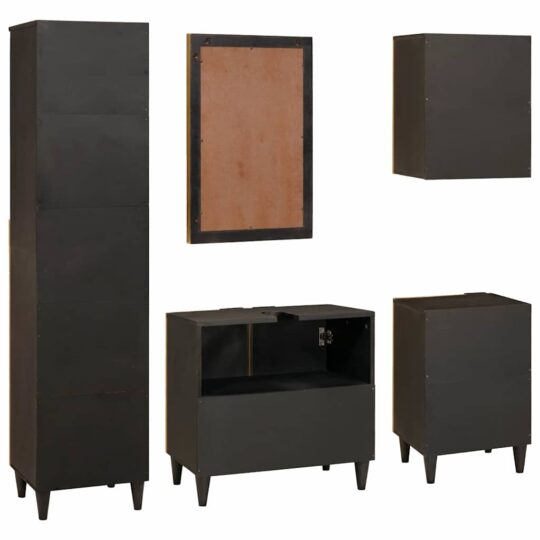 3310027 9 Seturi de mobilier pentru baie cu sertar 5 pcs Negru și Aur 3310027 9