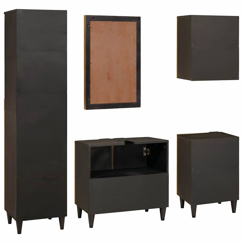 3310027 9 Seturi de mobilier pentru baie cu sertar 5 pcs Negru și Aur Seturi de mobilier pentru baie cu sertar 5 pcs Negru și Aur - imagine 9